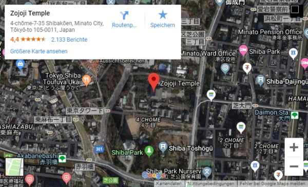 Google Maps Karte Zojoji Tempel