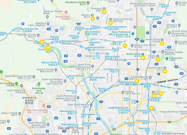 Google Maps Karte von Kyoto