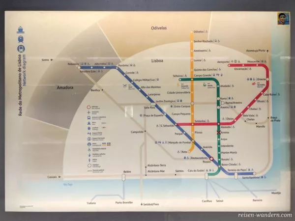Streckennetz der Metro in Lissabon