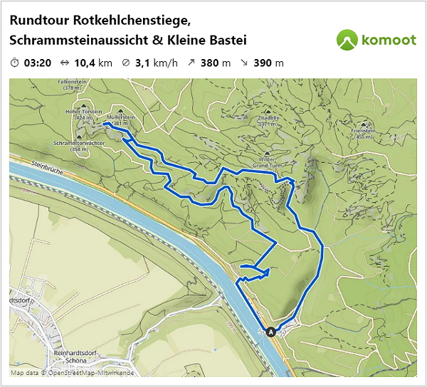 Rundtour Rotkehlchenstiege, Schrammsteinaussicht und Kleine Bastei